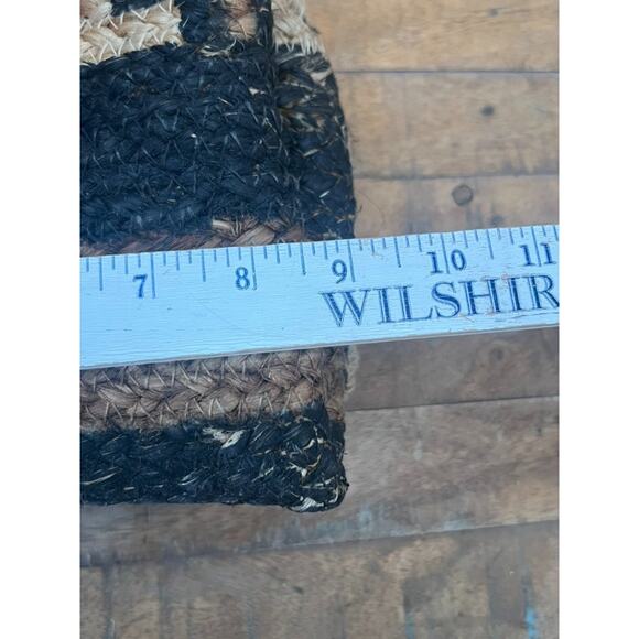 Unbranded Jute Tote Bag Large 20" Double Strap Shoulder Brown Striped 100% Jute - Picture 10 of 11